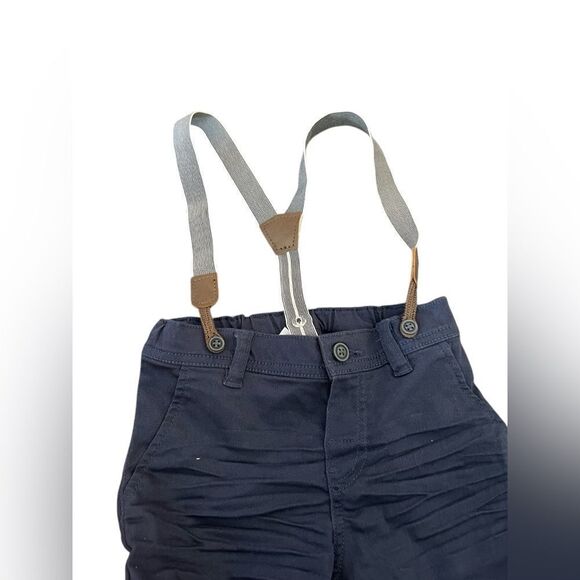 H&M Plaid Shirt and Navy Pants with Suspenders - Picture 2 of 6